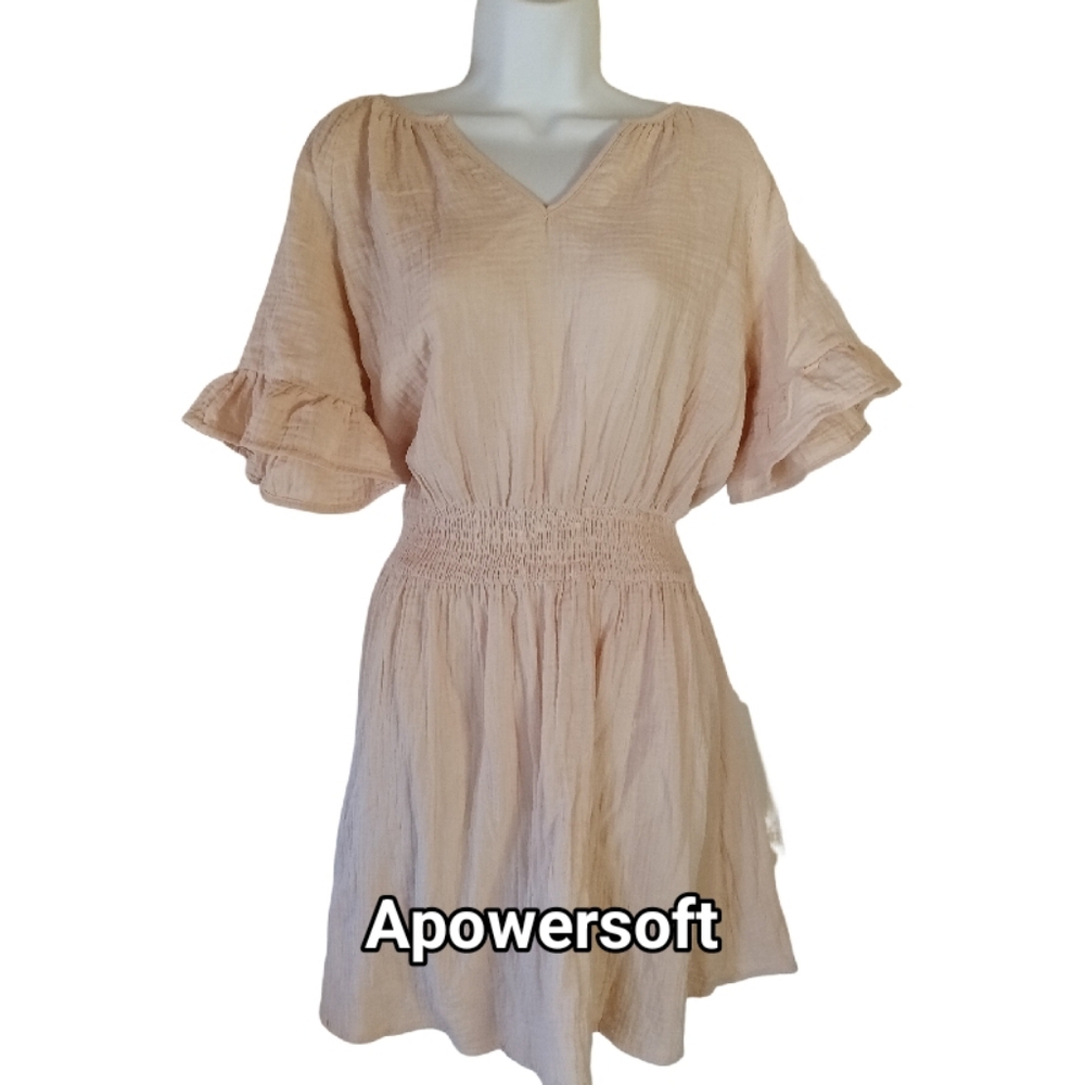 Beige Smocked Dress (0069)
